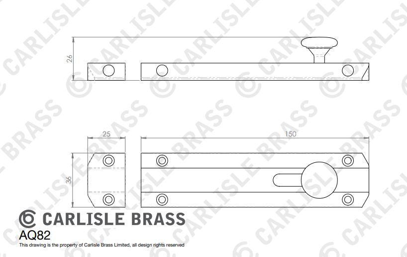 Carlisle AQ82 Surface Bolt 152x36mm