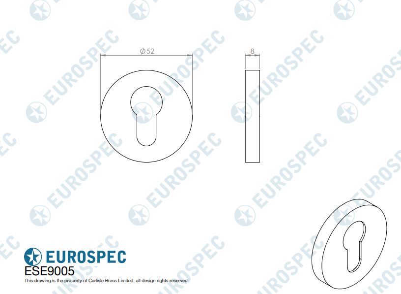 Eurospec ESE9005 Euro Escutcheon Satin Aluminium - Pair