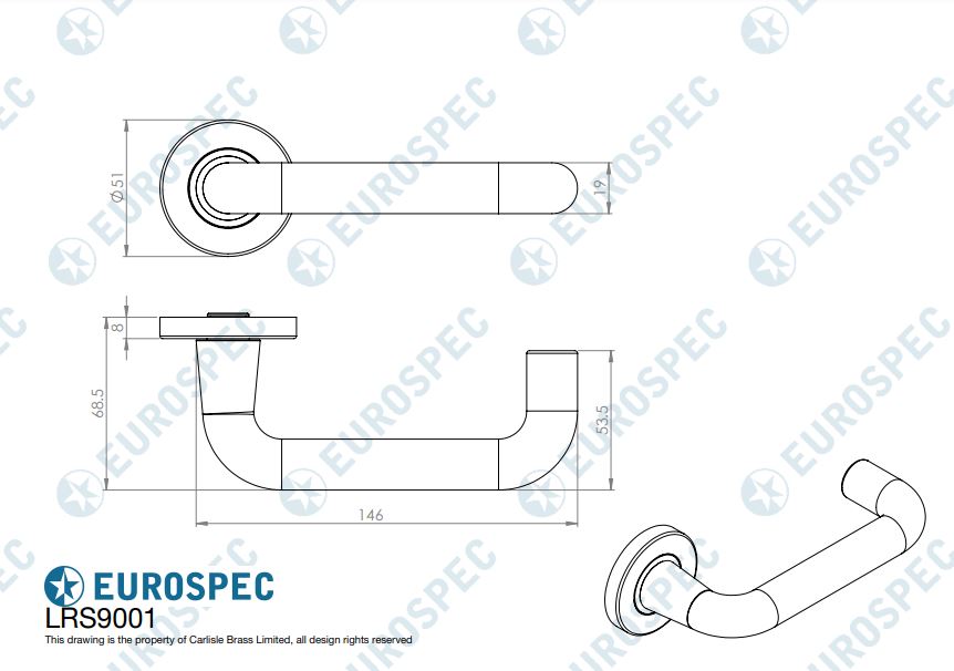 Eurospec LRS9001 Part M Approved Satin Aluminium Safety Lever On Rose