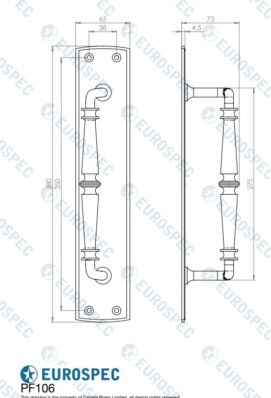 Carlisle PF106 Ornate Pull Handle 380x64mm