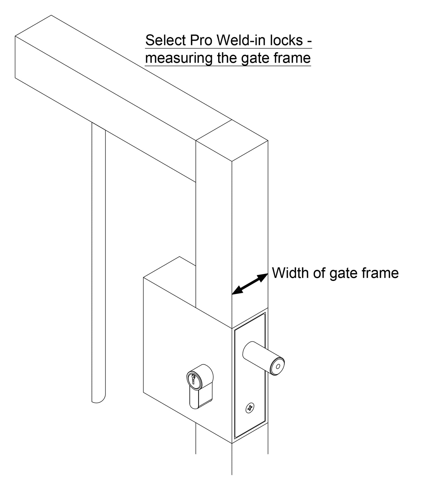 Gatemaster SWLD1640 40mm Weld In Latch Deadlock Gate Lock
