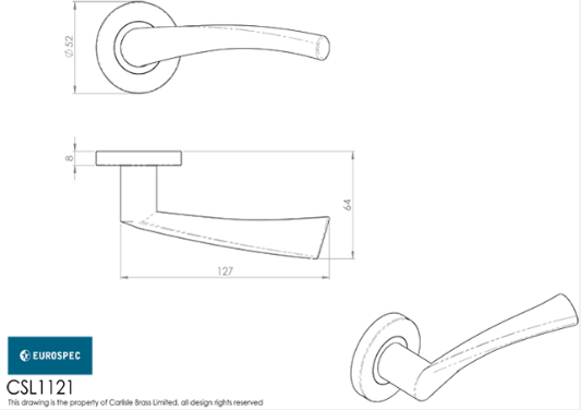 Eurospec Steelworx CSL1121 Grade304 Satin Stainless Steel Lever On Rose