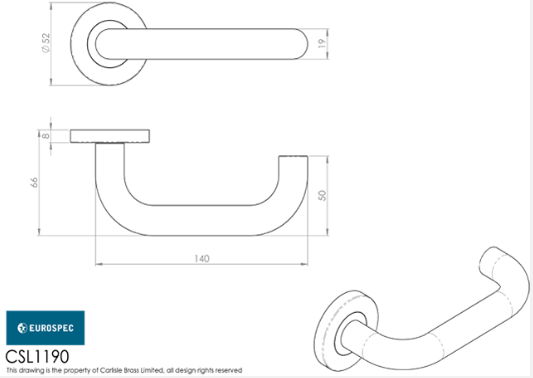 Eurospec Steelworx CSL1190 Part M Approved Grade304 Stainless Steel Lever On Rose