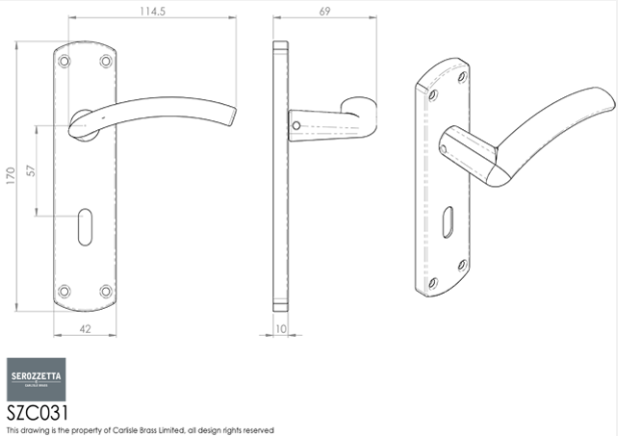 Carlisle SZC031 Serozetta Tres Lever Handle On Plate