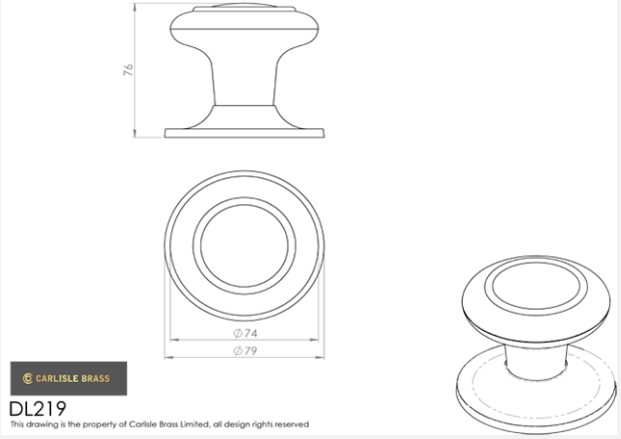 Carlisle DL219 PVD Brass Centre Door Knob