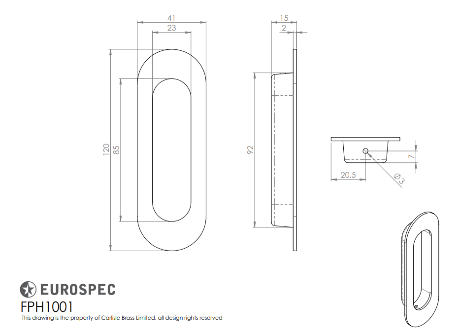Eurospec FPH1001 Radius Flush Pull 120mm x 41mm