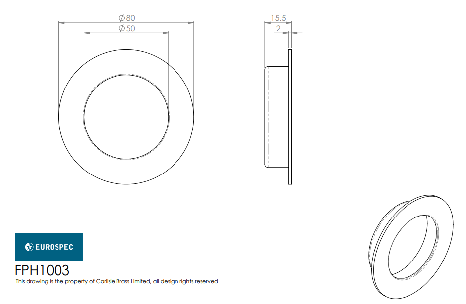 Eurospec FPH1003 Circular Flush Pull 80mm