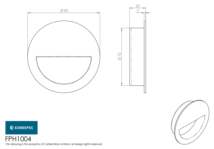 Eurospec FPH1004 Circular Flush Pull 90mm