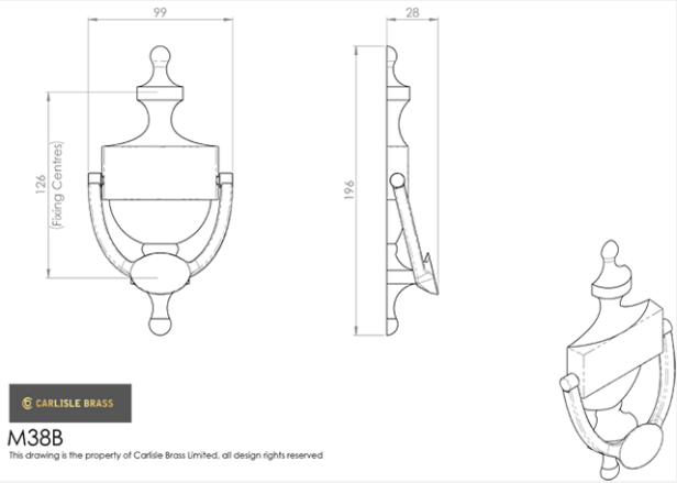 Carlisle M38B Victorian Urn Door Knocker