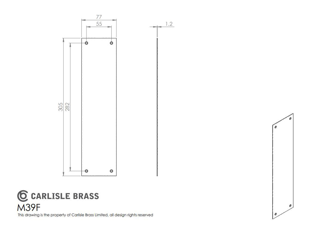 Carlisle M39/F Finger Plate 305x77mm