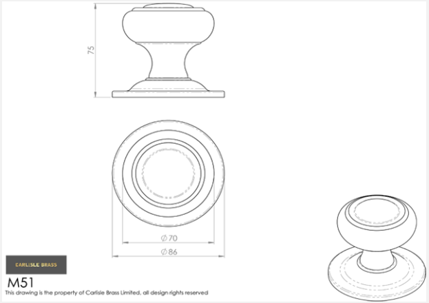 Carlisle M51 Centre Door Knob