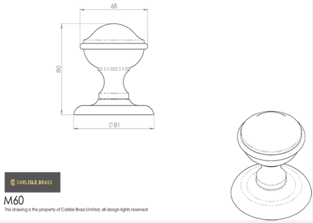 Carlisle M60 Round Centre Door Knob