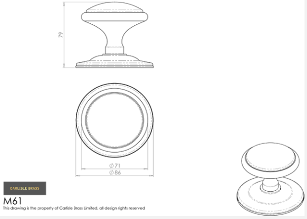 Carlisle M61 Round Centre Door Knob
