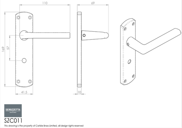 Carlisle Serozetta Uno Lever Handle On Plate