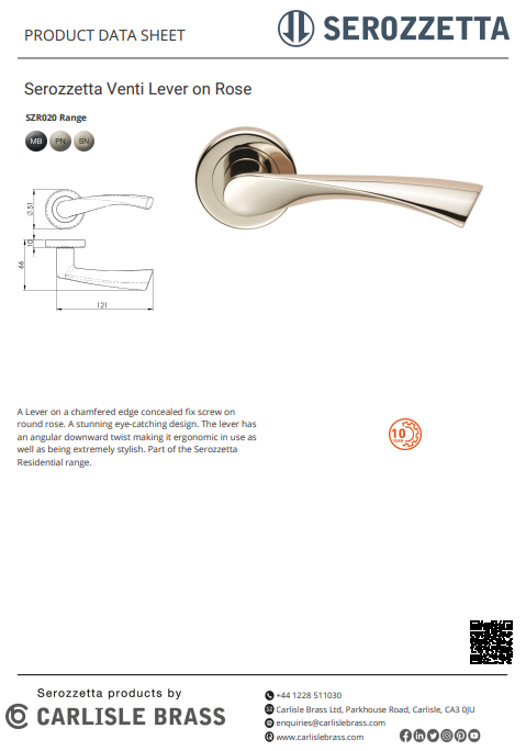 Carlisle Serozetta SZR020 Venti Lever On Rose Matt Black
