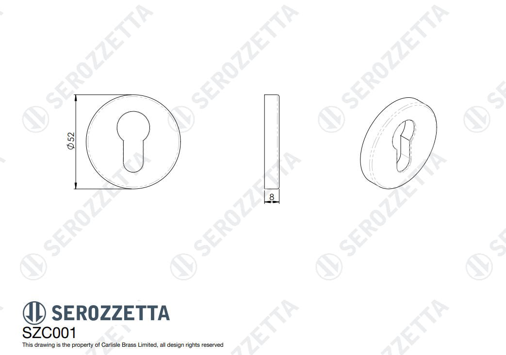 Carlisle Serozetta SZC001 Euro Profile Escutcheon -  Pair
