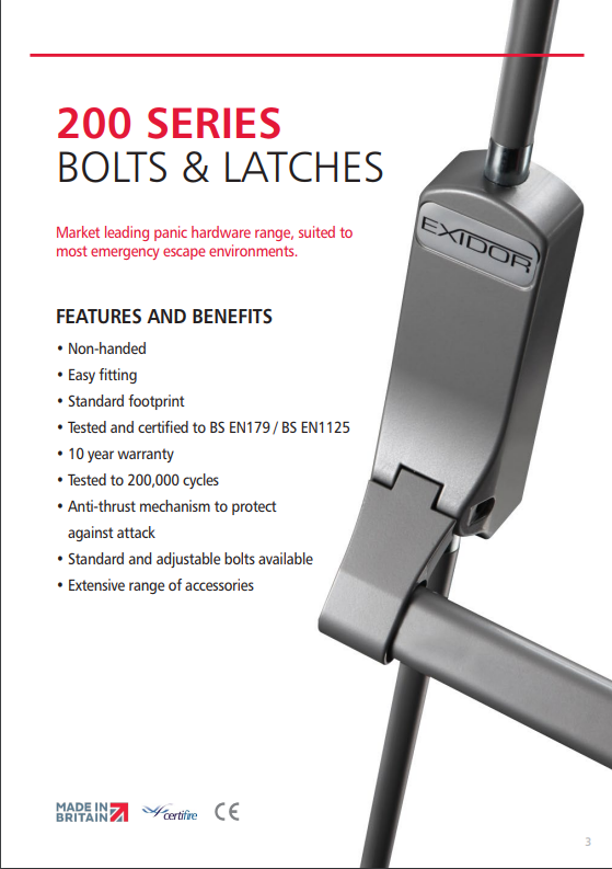 Exidor 294 Push Bar Panic Bolt Silver (2 Point Fixing Top & Bottom)