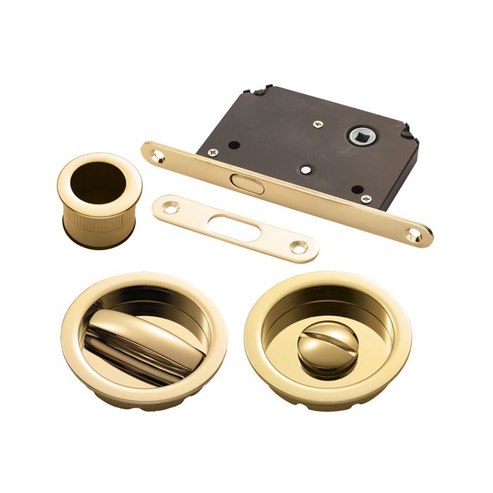 Manital ART55B Sliding Door Bathroom Lock Set c/w WC Flush Pull & Edge Pull