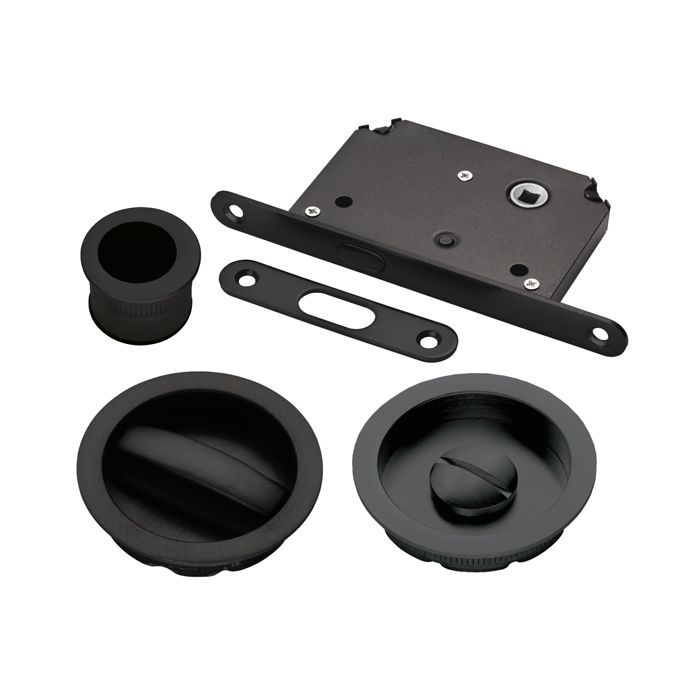 Manital ART55B Sliding Door Bathroom Lock Set c/w WC Flush Pull & Edge Pull