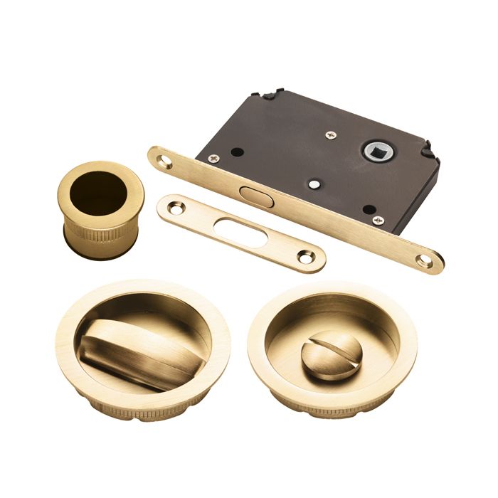 Manital ART55B Sliding Door Bathroom Lock Set c/w WC Flush Pull & Edge Pull