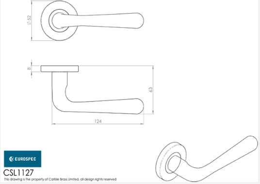 Eurospec Steelworx CSL1127 Grade304 Satin Stainless Steel Lever On Rose