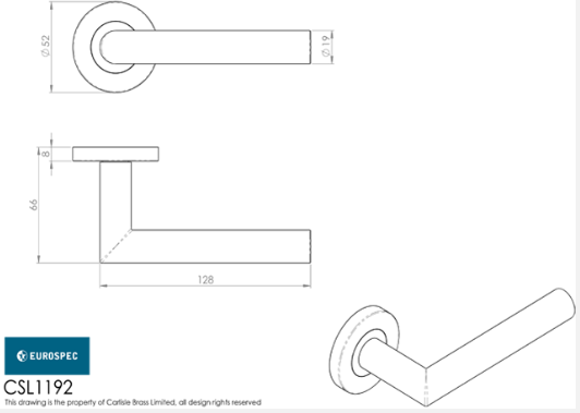 Eurospec Steelworx CSL1192 Mitred Grade304 Satin Stainless Steel Lever On Rose