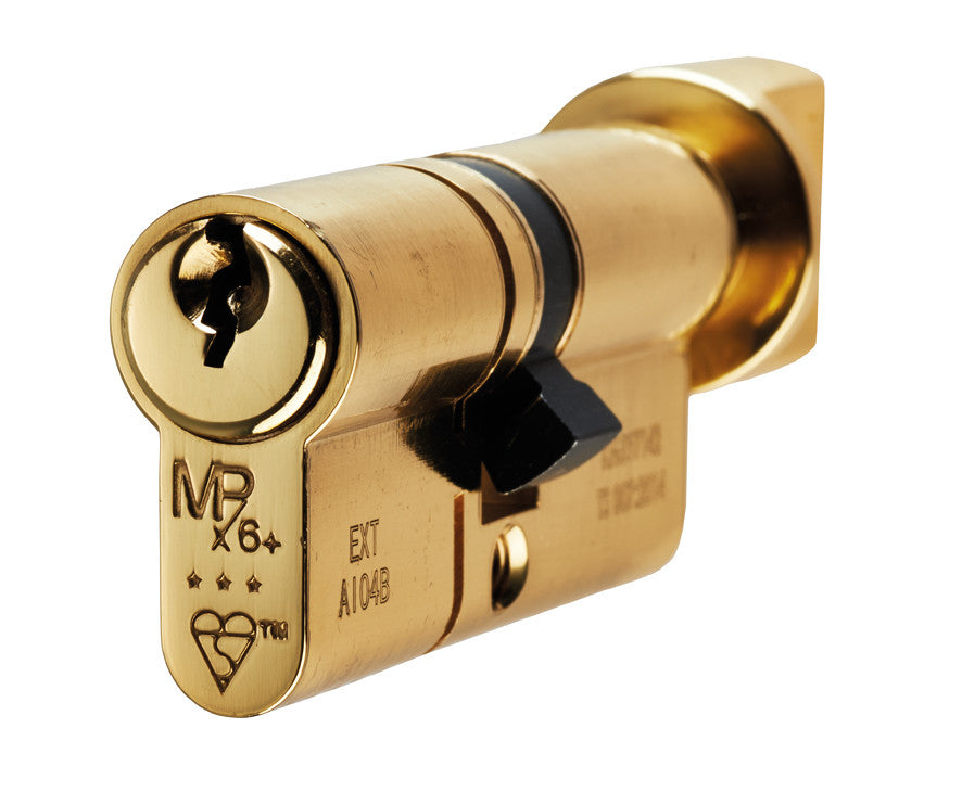 Euro Spec Key Eurospec MPX6 6 Pin Anti Snap Security Cylinder Polished Brass Key & T ...