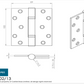 Eurospec H2N1103/13 Thrust Bearing Hinge 100x76x3mm Grade 13 Maintenance Free