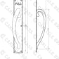 Carlisle PF104EL Left Hand Engraved Large Pull Handle 457x75mm - Left Hand