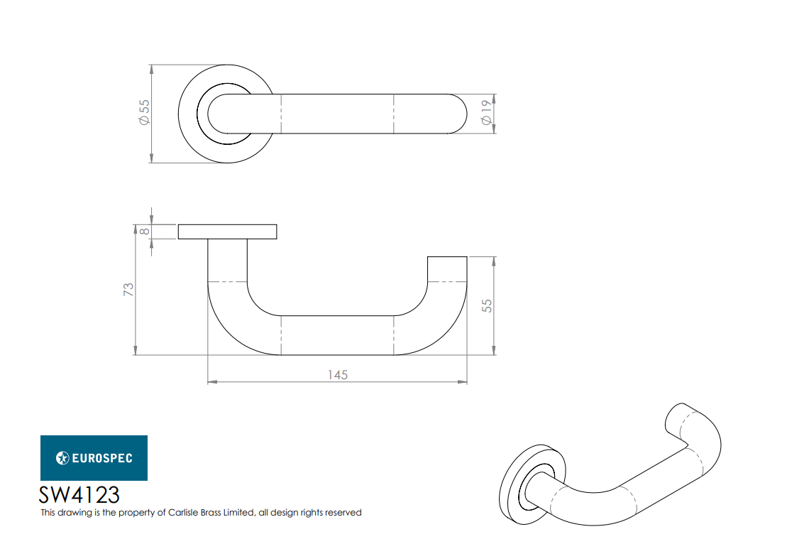Eurospec Heavy Duty Grade 316 Stainless Steel Return To Door Safety Lever On Rose