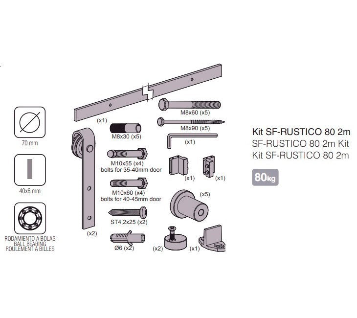 Saheco 80 Rustico Barn Door Sliding Door Kit