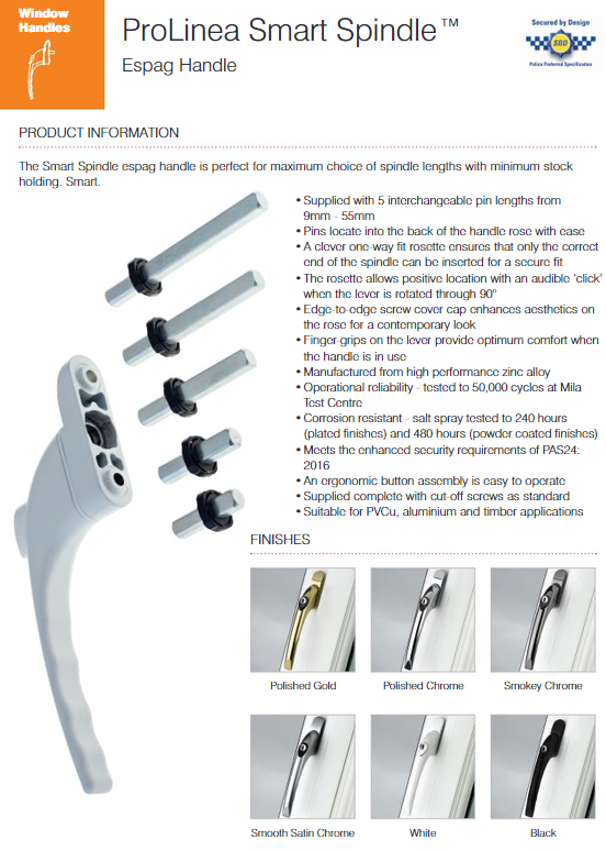 Mila Pro-Linea Universal Espagnolette Inline Window Handle