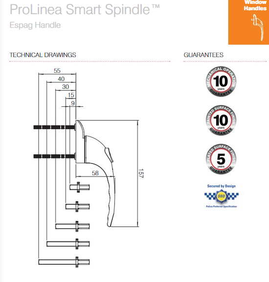 Mila Pro-Linea Universal Espagnolette Inline Window Handle