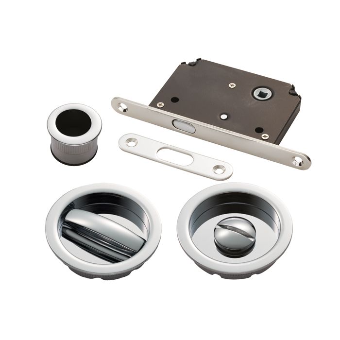 Manital ART55B Sliding Door Bathroom Lock Set c/w WC Flush Pull & Edge Pull