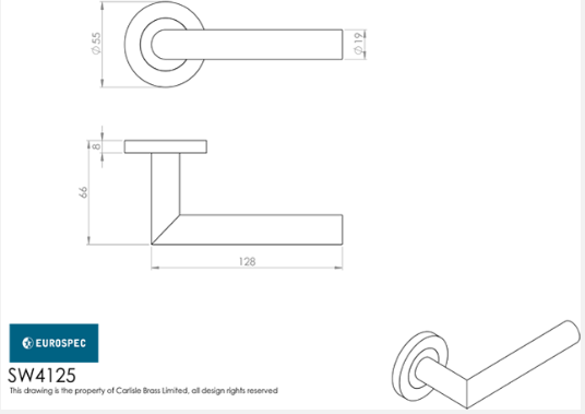 Eurospec Mitred SW4125 Marine Grade Lever Handle On Rose